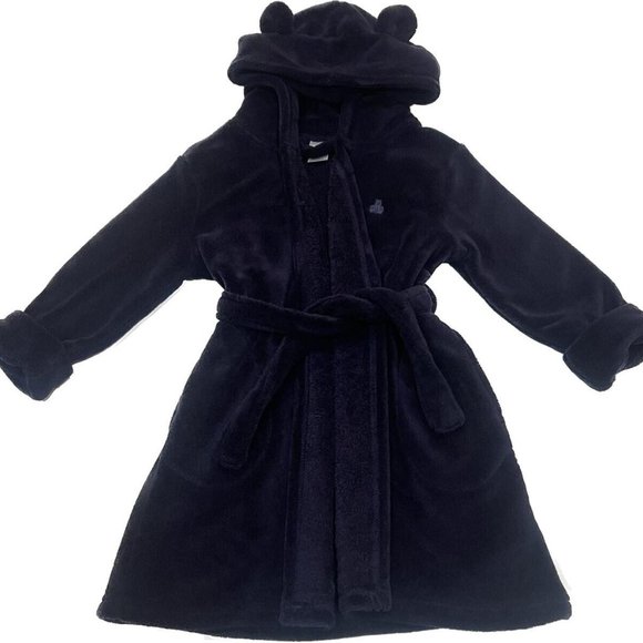 Baby Gap | Super Soft Plush Fleece | Navy Blue Robe | Hood Teddy Bear Ears 3T - Picture 1 of 5